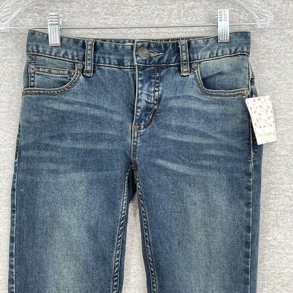 Free People Jeans Womens 24 Blue Denim Josie Distressed Skinny Low Rise NEW - Picture 6 of 12